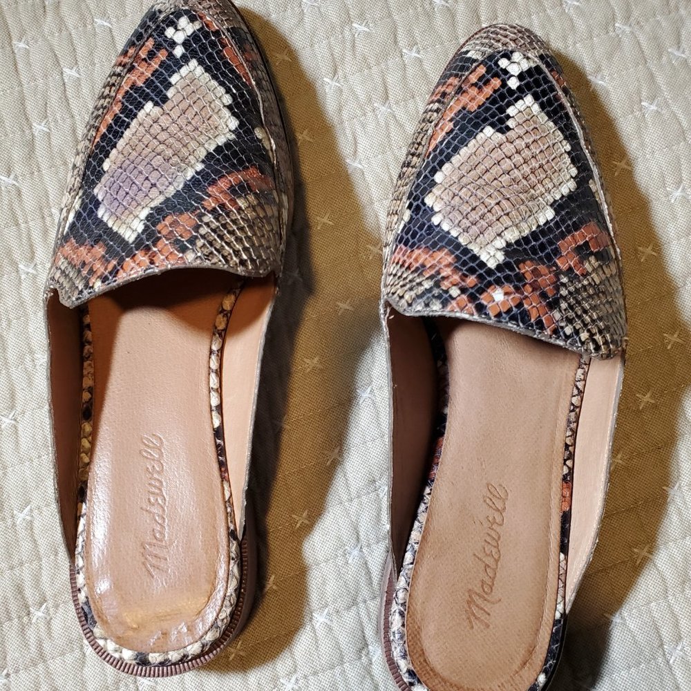 Madewell Snakeskin Pattern Leather Mules Slides Women's  8.5M